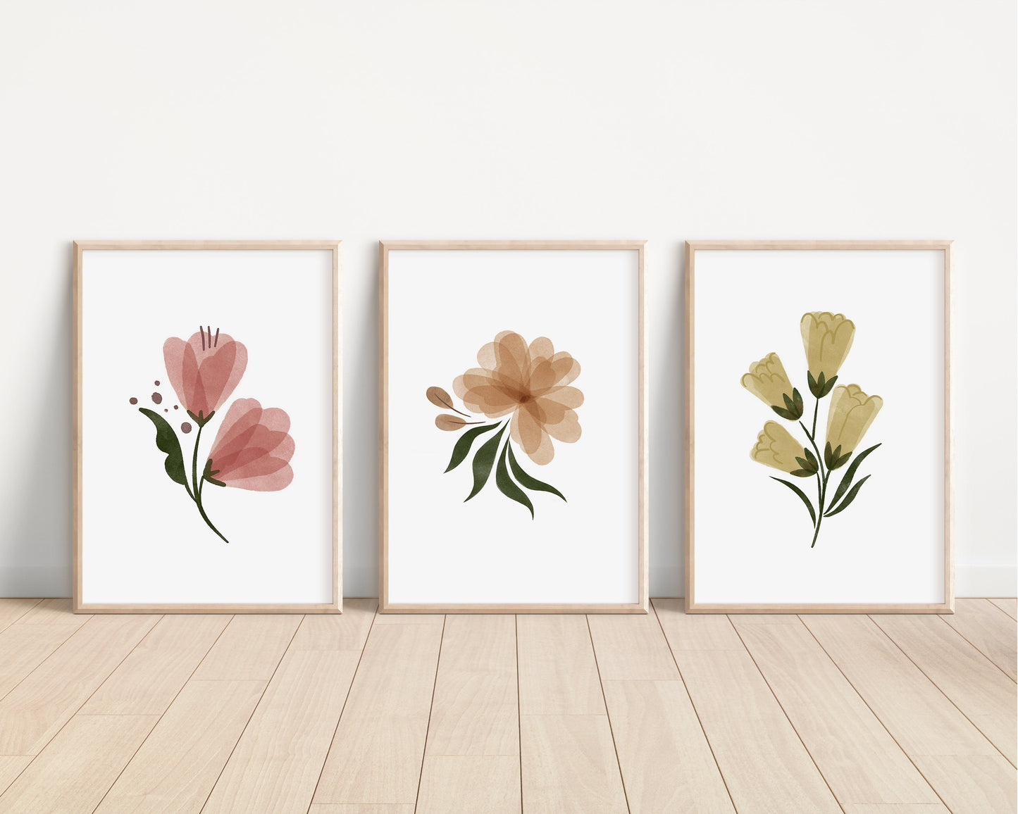 Boho Floral Set of 3 Nursery Art Prints, Modern Nursery Wall Art, Neutral Nursery Decor, Play Room, Girl Baby Room Ideas, 074