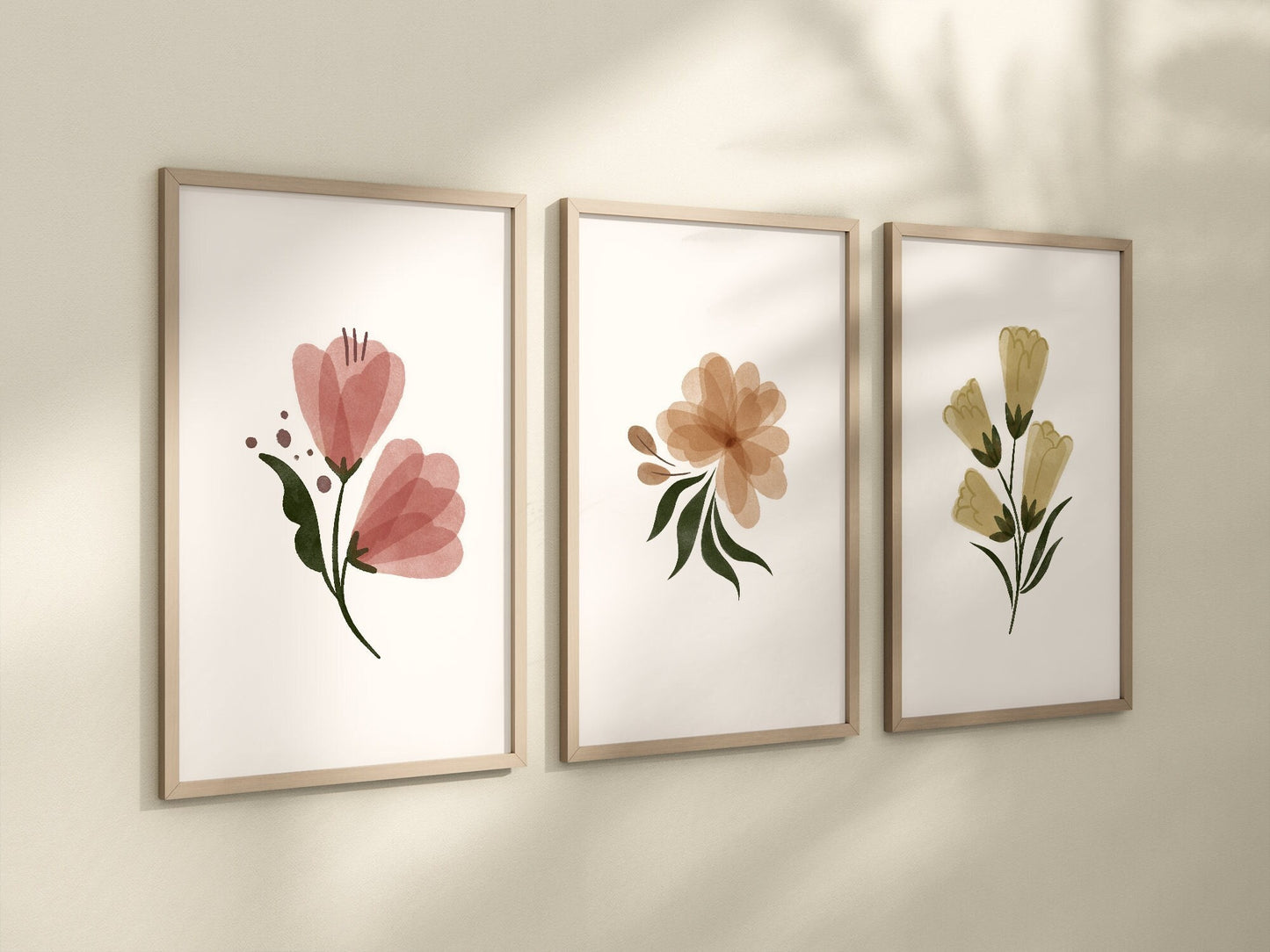 Boho Floral Set of 3 Nursery Art Prints, Modern Nursery Wall Art, Neutral Nursery Decor, Play Room, Girl Baby Room Ideas, 074