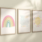 Pastel You Are My Sunshine Set of 3 Nursery Art Prints, Sun, Rainbow Nursery Wall Art, Nursery Decor, Play Room, Baby Room Ideas, 079