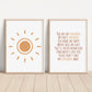 You Are My Sunshine Set of 2 Nursery Prints, Boho Nursery Wall Art, You are my Sunshine Artwork, Sun Nursery Artwork, Boho Artwork, 083