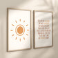 You Are My Sunshine Set of 2 Nursery Prints, Boho Nursery Wall Art, You are my Sunshine Artwork, Sun Nursery Artwork, Boho Artwork, 083