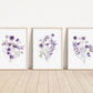 Set of 3 Purple Boho Wildflowers Floral Art Prints, Wall Art, Meadows, Bloom Bouquet, Nursery Decor, Play Room, Girl Baby Room Ideas 088