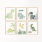 Dinosaur Set of 6 Nursery Art Prints, Boy Nursery Wall Art Blue Green, Dino Nursery Decor, Play Room, Boy Baby Ideas, Kids room, roar,087