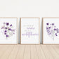 Set of 3 Boho Lavender Wildflowers Floral Art Prints, Leaf Art, Botanical,  Bloom Bouquet, Nursery Decor, Girl Baby Room Ideas 086