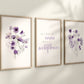 Set of 3 Boho Lavender Wildflowers Floral Art Prints, Leaf Art, Botanical,  Bloom Bouquet, Nursery Decor, Girl Baby Room Ideas 086
