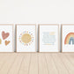 You Are My Sunshine Set of 4 Nursery Art Prints, Sun, Rainbow Nursery Wall Art, Nursery Decor, Play Room, Baby Room Ideas, 094