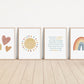You Are My Sunshine Set of 4 Nursery Art Prints, Sun, Rainbow Nursery Wall Art, Nursery Decor, Play Room, Baby Room Ideas, 094