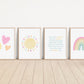 Pastel You Are My Sunshine Set of 4 Nursery Art Prints, Sun, Rainbow Nursery Wall Art, Nursery Decor, Play Room, Baby Room Ideas, 093
