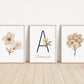 Personalized Boho Floral Set of 3 Nursery Art Prints, Nursery Wall Art, Neutral Nursery Decor, Play Room, Girl Baby Room, 097