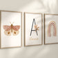 Personalized Boho Butterfly Floral, Set of 3 Nursery Art Prints, Butterfly Nursery Wall Art, Play Room, Girl Baby Room Ideas, 099