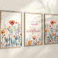 Set of 3 Pastel Wildflowers Floral Art Prints, Leaf Art, Botanical, Bloom Bouquet, Nursery Decor, Play Room, Girl Baby Room Ideas 101