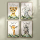 Set of 4 Safari Animal Nursery Prints, Jungle Animals, Greenery, Boy Nursery Wall Art, Shower Gift, Printed, 105