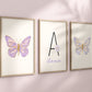 Personalized Purple Butterflies Set of 3 Nursery Art Prints, Butterfly Wall Art, Glitter Nursery Decor, Play Room, Girl Baby Room Ideas, 107