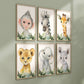 Set of 6 Safari Animal Nursery Prints, Jungle Animals, Greenery, Boy Nursery Wall Art, Shower Gift, Printed, 124