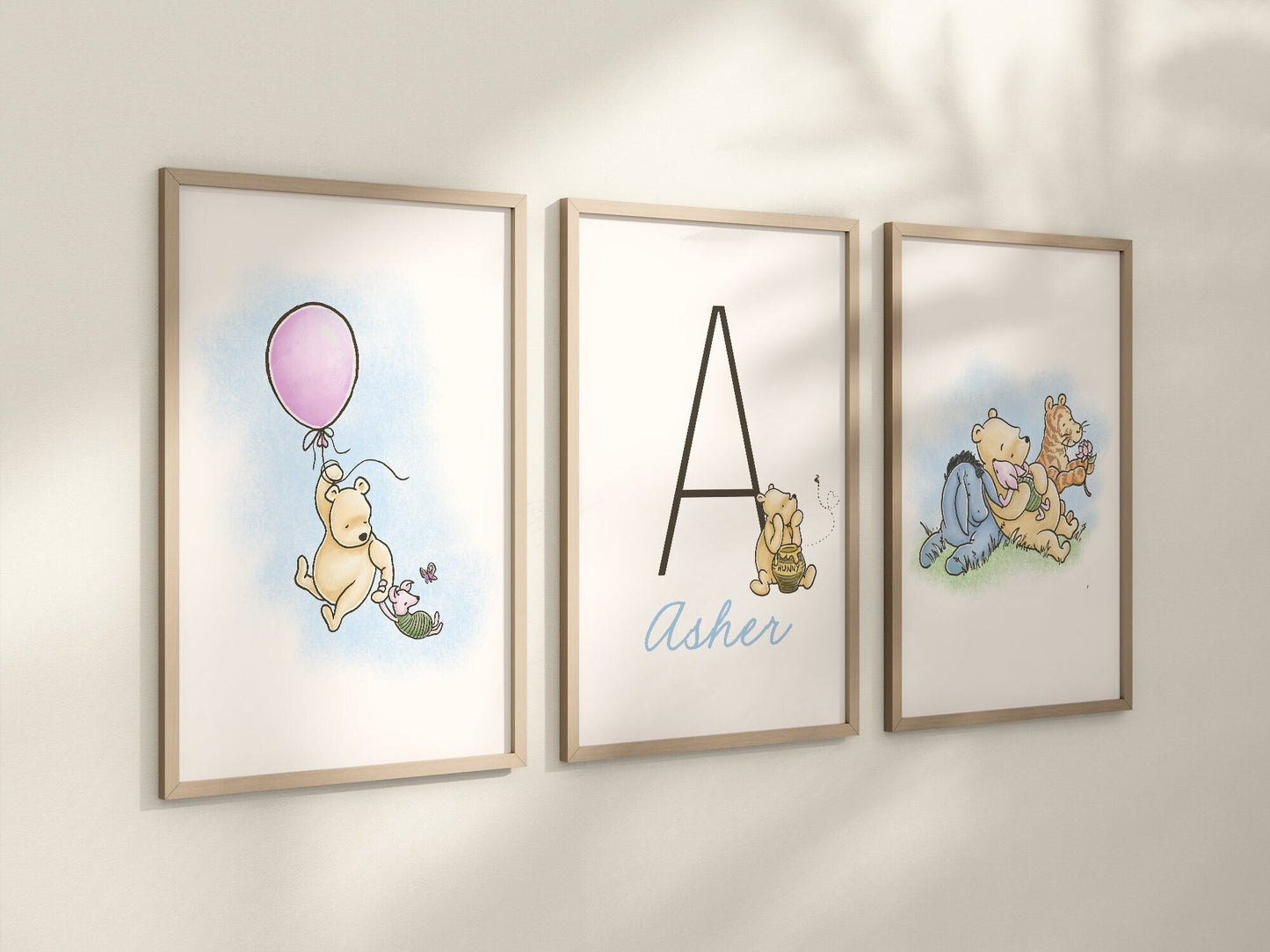 Personalized Set of 3 Classic Winnie-the-Pooh Nursery art prints, Gender Neutral, Winnie-the-Pooh inspirational quotes, new baby gift, 122