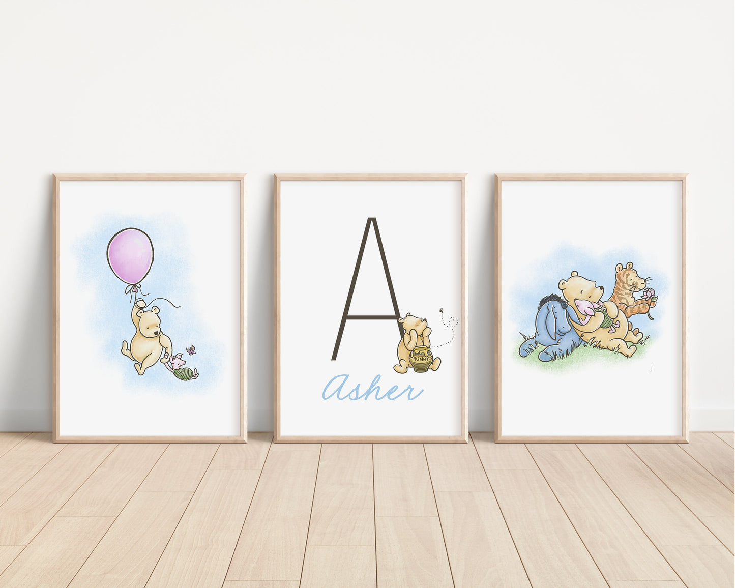 Personalized Set of 3 Classic Winnie-the-Pooh Nursery art prints, Gender Neutral, Winnie-the-Pooh inspirational quotes, new baby gift, 122