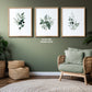 Set of 3 Botanical Greenery Art Prints, Watercolor Foliage, Home Decor, Bedroom Art, Living Room Decor, Sage Green