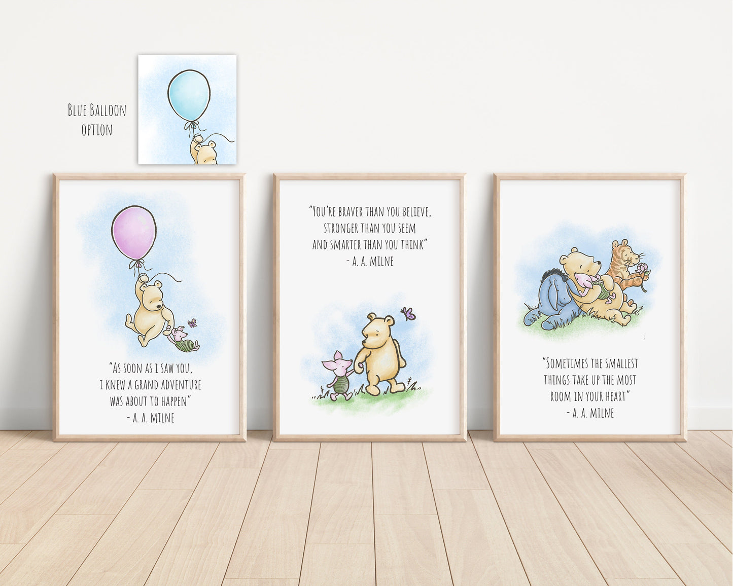 Set of 3 Classic Winnie-the-Pooh Nursery Art Prints