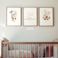 Set of 3 Boho Wildflowers Floral Art Prints, Leaf Art, Botanical Meadows, Bloom Bouquet, Nursery Decor, Play Room, Girl Baby Room Ideas 060
