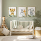 Personalized Set of 3 Safari Animal Nursery Prints with Lion, Elephant, and Giraffe