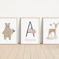 Personalized Boho Woodland Floral Animal Set of 3 Nursery Art Prints, Dusty Rose Nursery Art, Neutral Nursery Decor, Baby Room Ideas, 131
