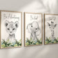 Safari Animal Set of 3 Greenery Nursery Art Prints, Jungle Theme, Black and White,  Neutral Nursery Art, Lion, Nursery Decor, Play Room, 021
