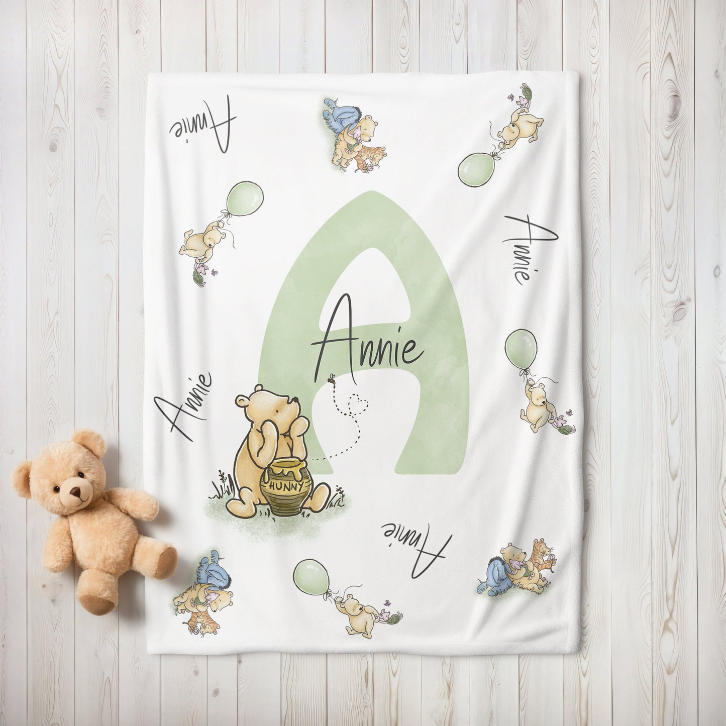 Classic Winnie the Pooh Personalized Nursery Blanket