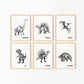 Set of 6 Dinosaur Art Prints, Kids Gallery Wall Set, Dinosaur Wall Art, Dinosaur Nursery, Boys Room Dinosaur Decor, Kids Room Wall Art, 146