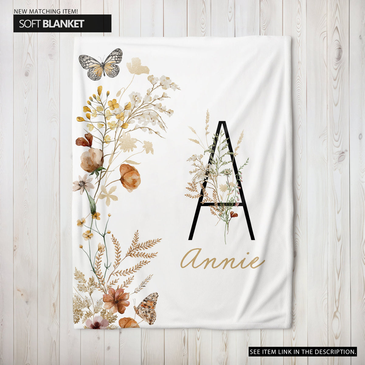 Set of 3 Boho Butterfly and Wildflowers Floral Art Prints