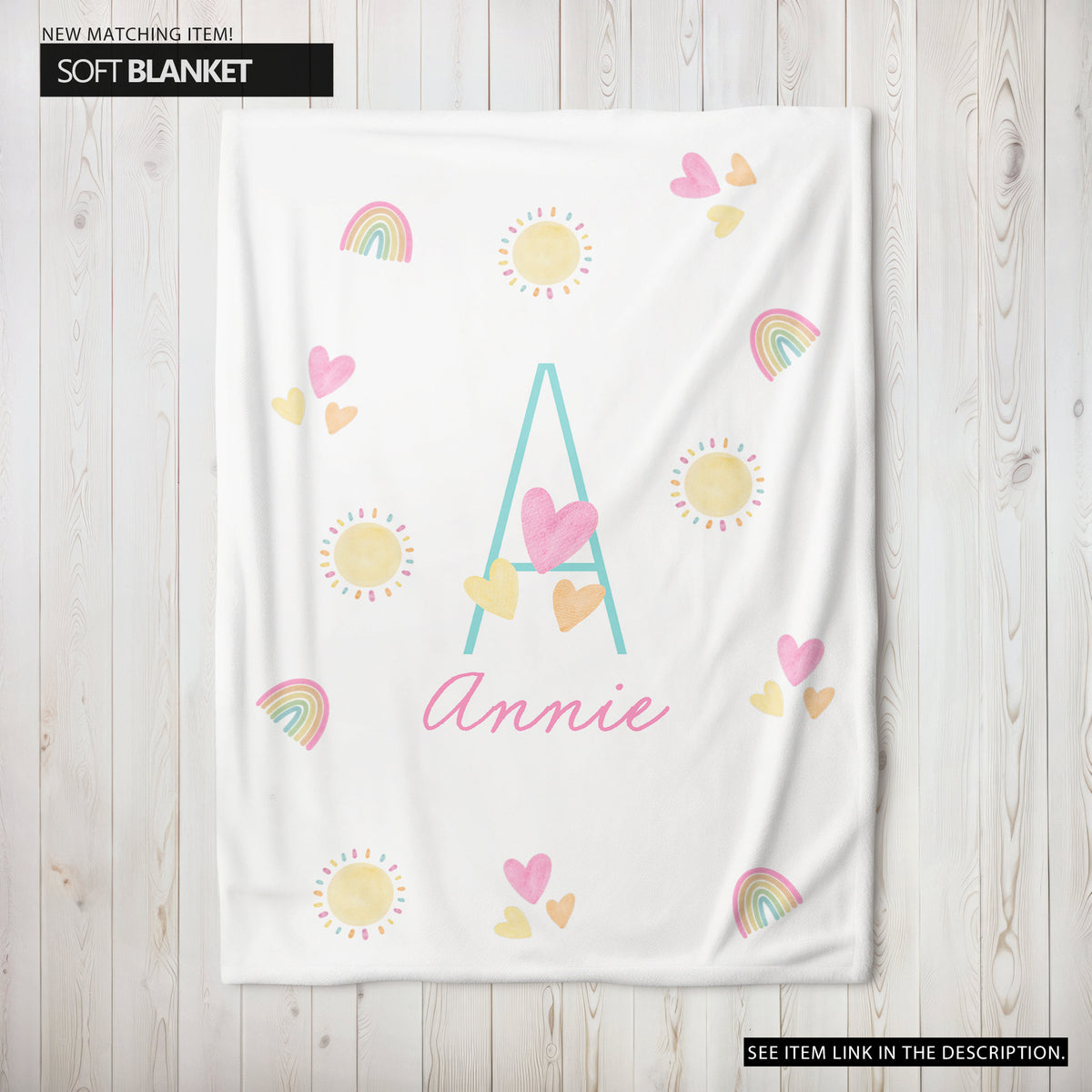 Personalized Pastel Rainbow Sun Hearts Set of 3 Nursery Art Prints, Colorful Nursery Wall Art, Decor, Play Room, Baby Room Ideas, 098