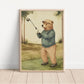 Bear Playing Golf Watercolor Art Print, Baby Shower Gift, Golf Theme Nursery Wall Art, Nursery Decor, 151