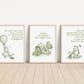 Set of 3 Classic Winnie-the-Pooh Nursery Art Prints, Green