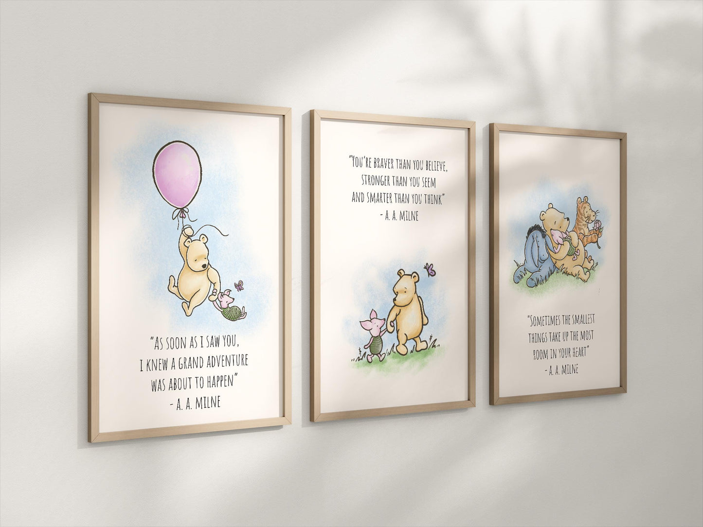 Set of 3 Classic Winnie-the-Pooh Nursery Art Prints