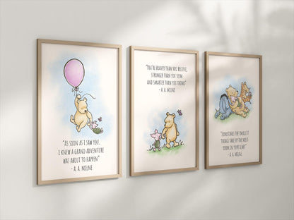 Set of 3 Classic Winnie-the-Pooh Nursery Art Prints