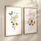 Set of 2 Wildflower Floral Art Prints with Butterflies