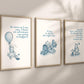 Set of 3 Classic Winnie-the-Pooh Nursery Art Prints, Blue