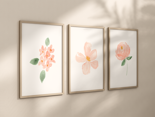 Pink Floral Nursery Art Prints